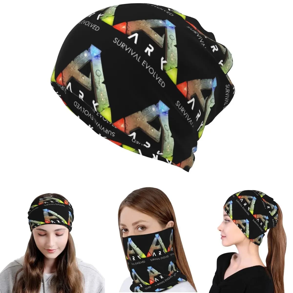 Ark Survival Evolved Black Bandana Neck Gaiter Face Scarf Warm Face Mask Beanies Hat for Men Women Adult Windproof
