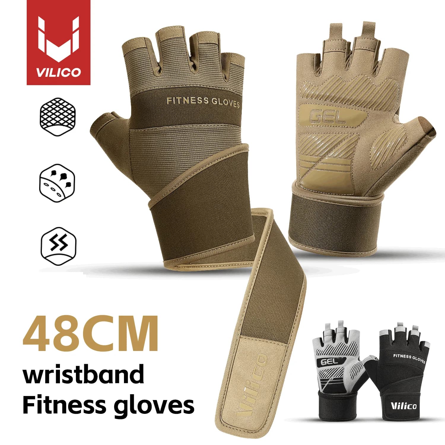 Outdoor sports gloves, men's and women's wrist guards, fitness, gym, cycling, hiking, boxing, training, exercise, long wrists, sh