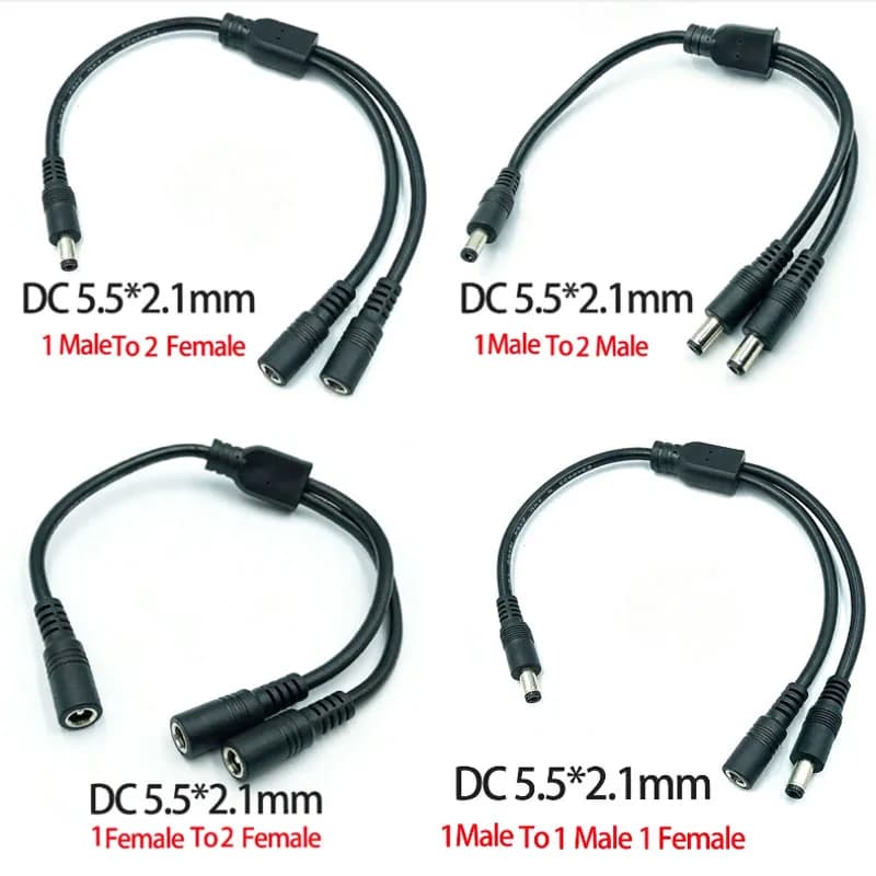 1PC DC 5.5mm * 2.1mm 1 A 2 Connettore Maschio A Femmina Spina DC Cavo Splitter di Alimentazione CCTV HA CONDOTTO LA Luce di Striscia Adattatore di Alimentazione 18AWG