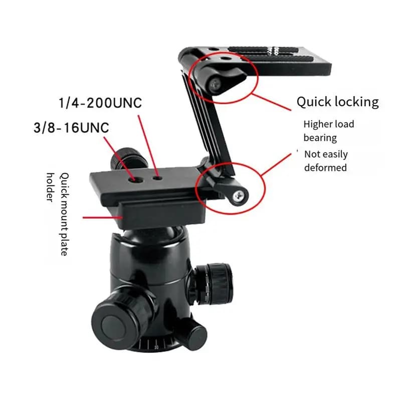 A74U Treppiede da tavolo pieghevole a Z con binario scorrevole per fotocamera DSLR, supporto per riprese diritte e blocco rapido per cellulare