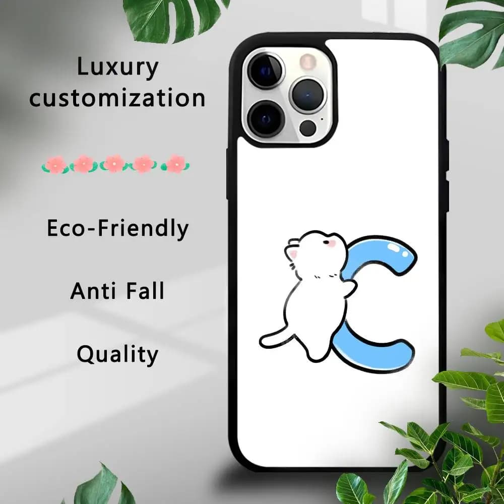 Custodia per telefono con alfabeto inglese gattino per iPhone 17 16 15 14 13 12 11 Pro Xs Max Mini Plus Celulares Hard Funda