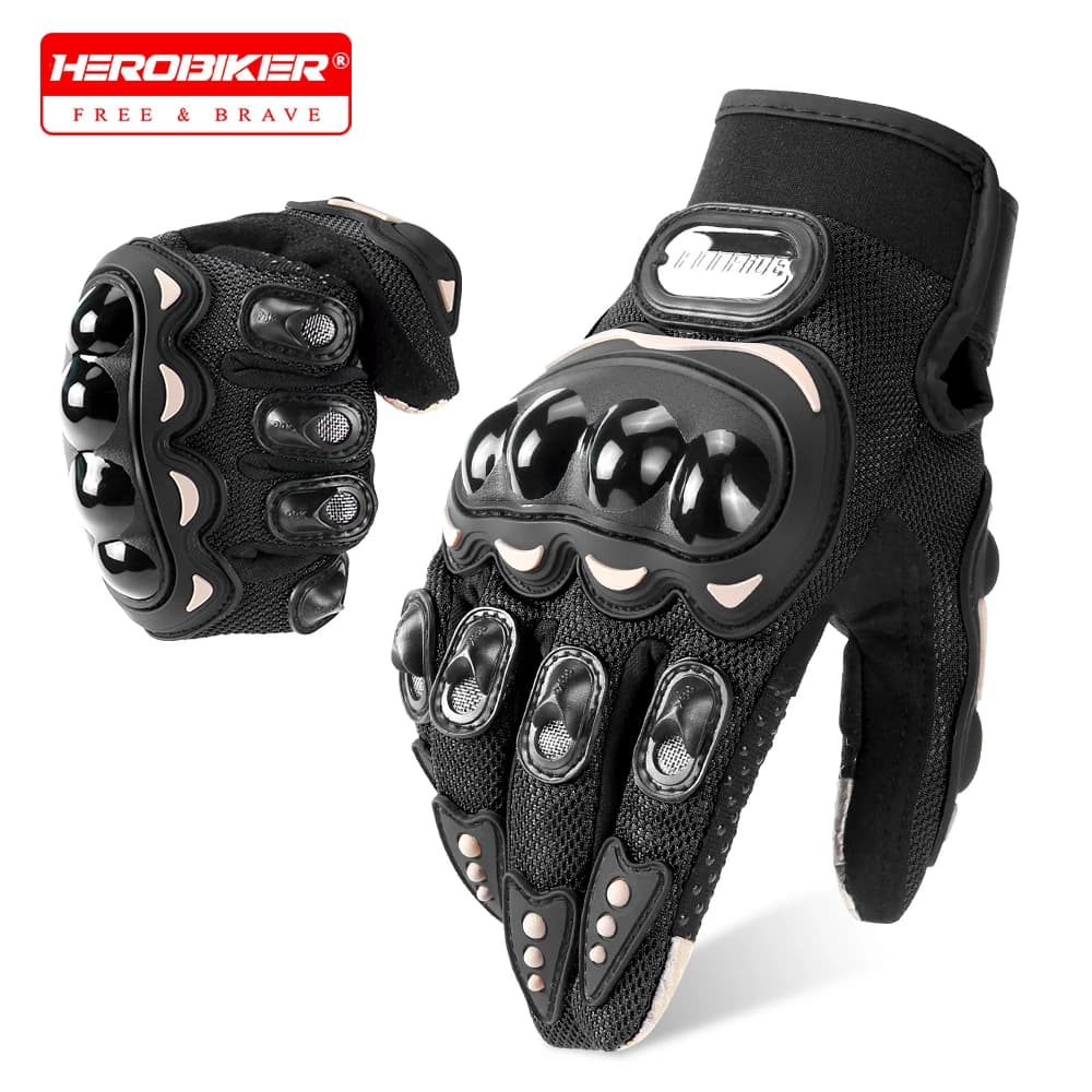 Men Summer Motorcycle Gloves Hard Knuckle Touch Screen Motorbike Breathable Full Finger Motocross Gloves Motorcycle Equipment