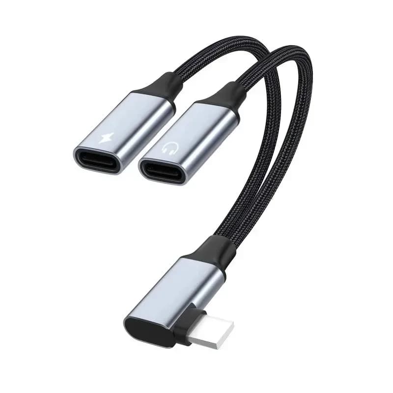 2 in 1 90 Degree USB Type C To 3.5MM Headphone Jack Aux 60W Charging Charger OTG Data Microphone Audio Cable for Xiaomi Huawei