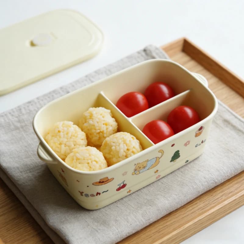 Contenitore per Pranzo in Ceramica con Coperchio e Scomparti, Scatola Bento per Pasti Leggeri, Contenitore per Alimenti Adatto al Microonde, Stoviglie da Cucina