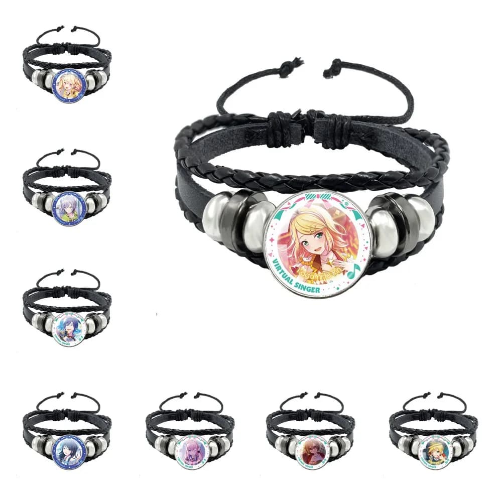 Project SEKAI MORE SALVA! Vivid BAD SQUAD Wonderlands×Showtime Leo need Bracelet with leather rope buttons for fan gift