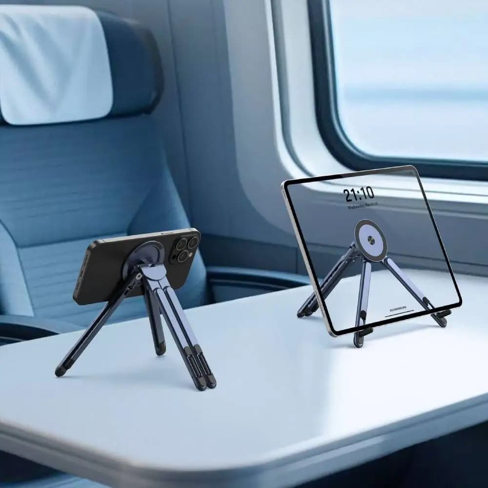 Supporto Magnetico Pieghevole per Telefono, Supporto da Tavolo Regolabile Multiforma per Tablet, Treppiede Portatile per iPhone 17~12, Supporto per Laptop