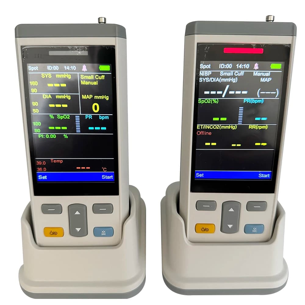 3.5 Inch Portable Veterinary Oximeter Monitor for Dogs and Cats M3T NIBP + SpO2 + TEMP and M3E NIBP + SpO2 + Monitor EtCO2