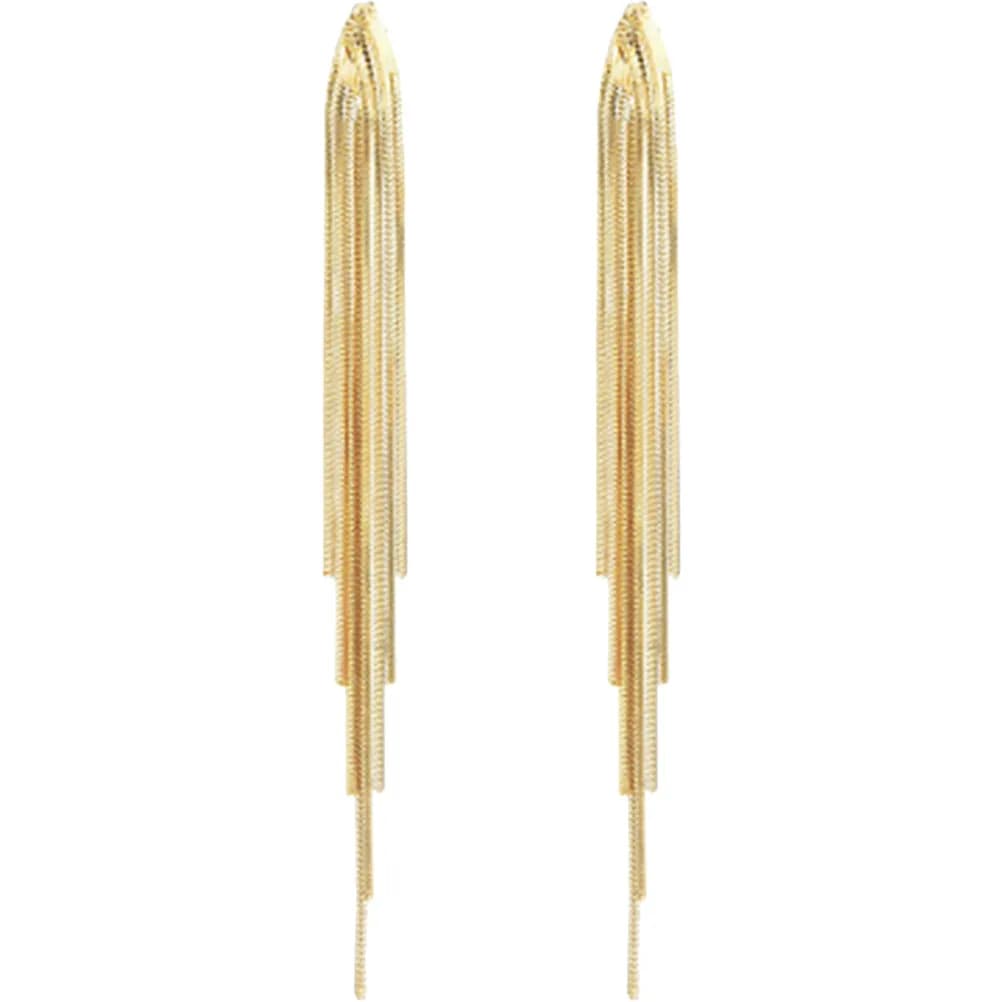 1 Paio di Earrings Pendants Long with Women's Golden Nappe, Elegant Jewelry for Festival, Beach, Weddings, Party, Appointments, Club and Outfit