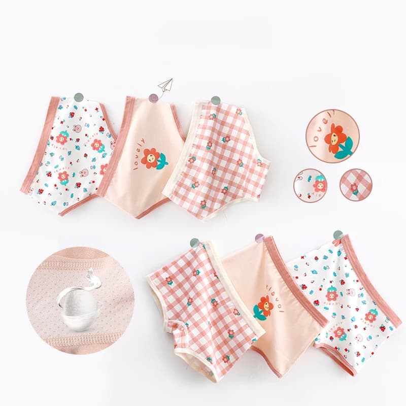 3 Pz/lotto Bambini Mutandine 7 Collezioni Biancheria Intima per bambini Belle Ragazze Slip Griglia Floreale Pantaloni Carini Baby Dots Mutande di Cotone