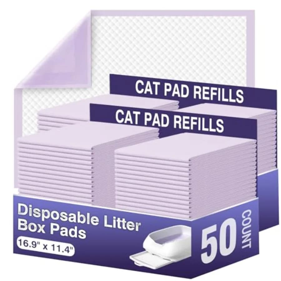 IMMCUTE Tappetini per Gatti 16.9 X 11.4 50 Pezzi, Super Assorbenti a 6 Strati, Compatibili con la Lettiera Tidy Cats Breeze