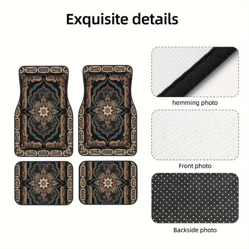 Set of 4 Vintage Nordic Style Car Car Mats, Dirty Resistant, Polyester, Anti-slip, for Berlina/ SUV