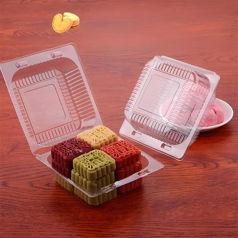50-piece transparent plastic food containers 18.8 cm with pastry covers, fruit and snacks