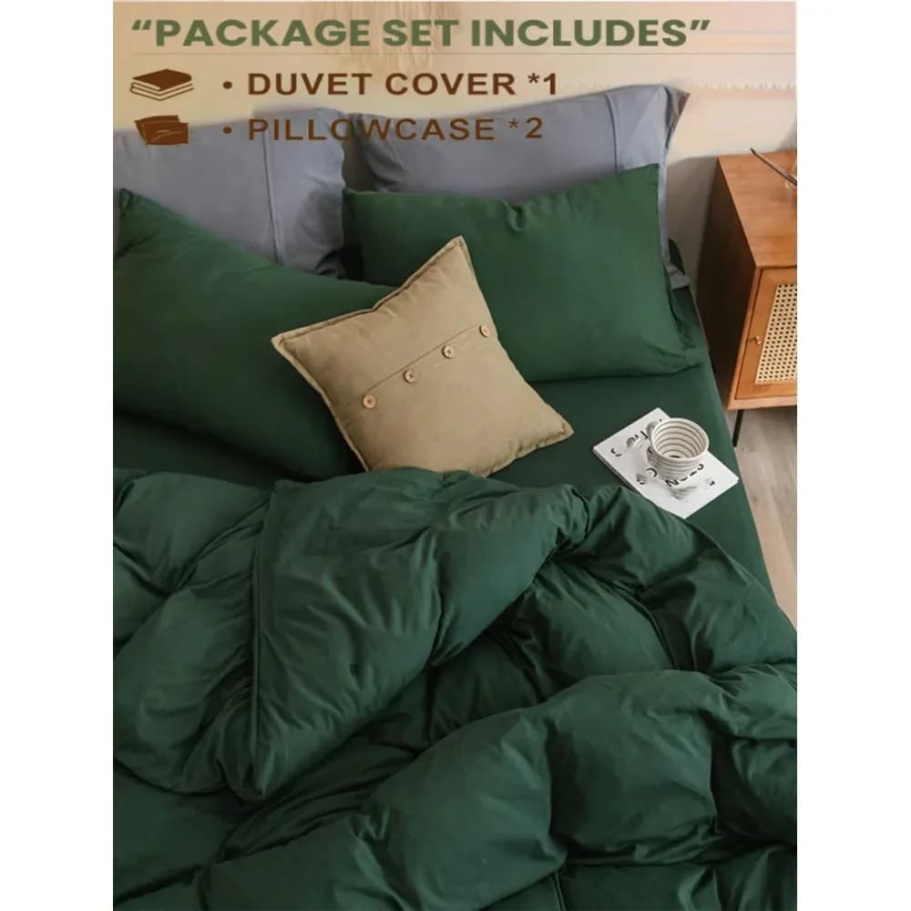 Set di biancheria da letto per dormitorio blu scuro, 1 copripiumino, 2 federe, senza imbottitura, lavabile in lavatrice