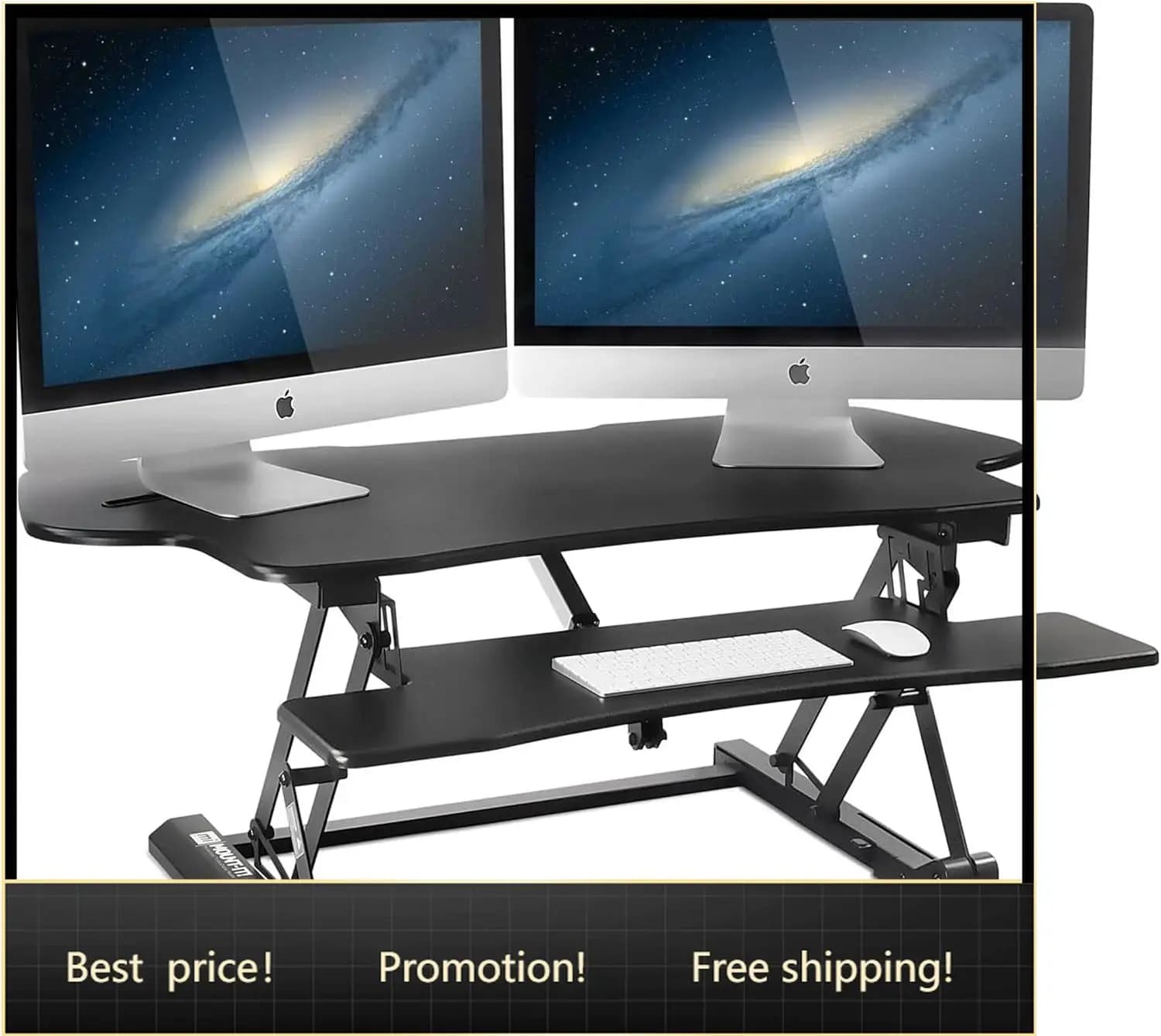 48.5" Electric Standing Desk Converter for Dual Monitors, Motorized Sit Stand Electric Desk Riser with USB Port