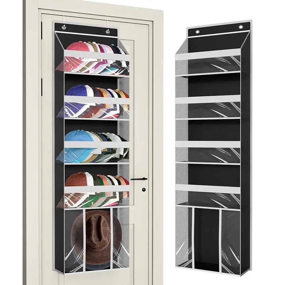 Organizzatore appendibile per cappelli da baseball - Contiene fino a 60 cappelli con fila extra large per cappelli da cowboy, porta cappelli per armadio