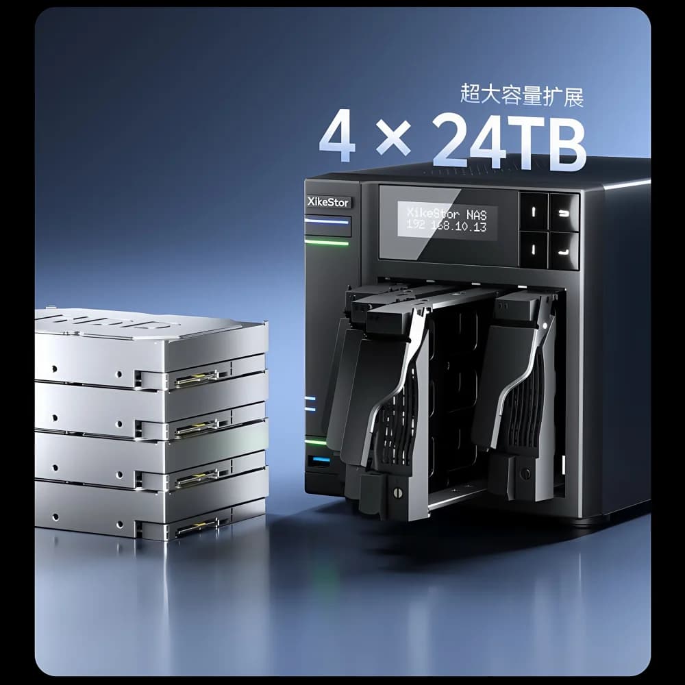 Server NAS Domestico Intel N100 Quad Core 8GB DDR4 Dual LAN 2.5GbE 4 Bay per Hard Disk M.2 NVMe SATA HDD SSD