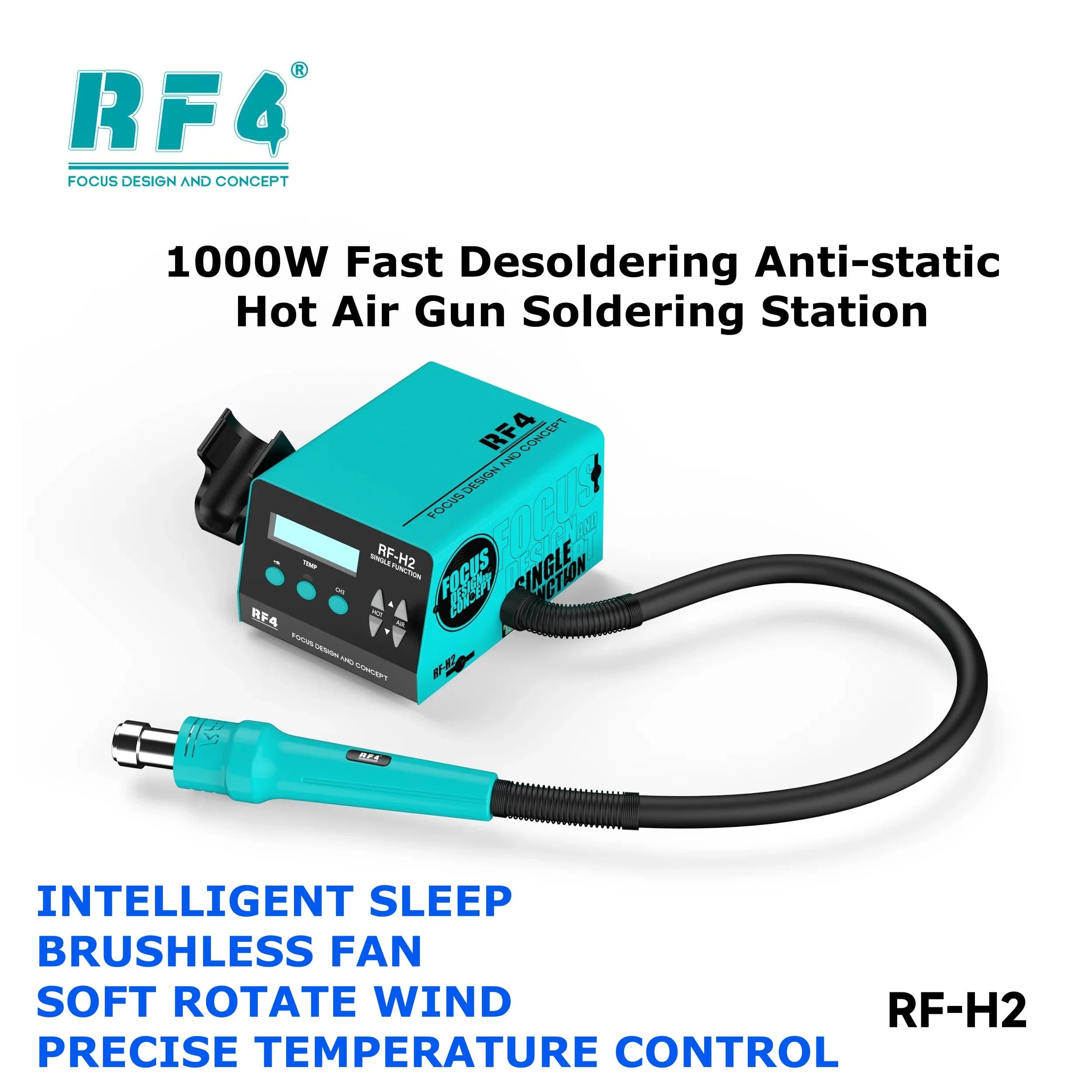 Stazione di Dissaldatura ad Aria Calda 1000W con 3 Ugelli e Display LCD per Riparazione Saldature PCB SMD di Telefoni 100 ° C-480 ° Stazione di Rilavorazione con Pistola Termica C