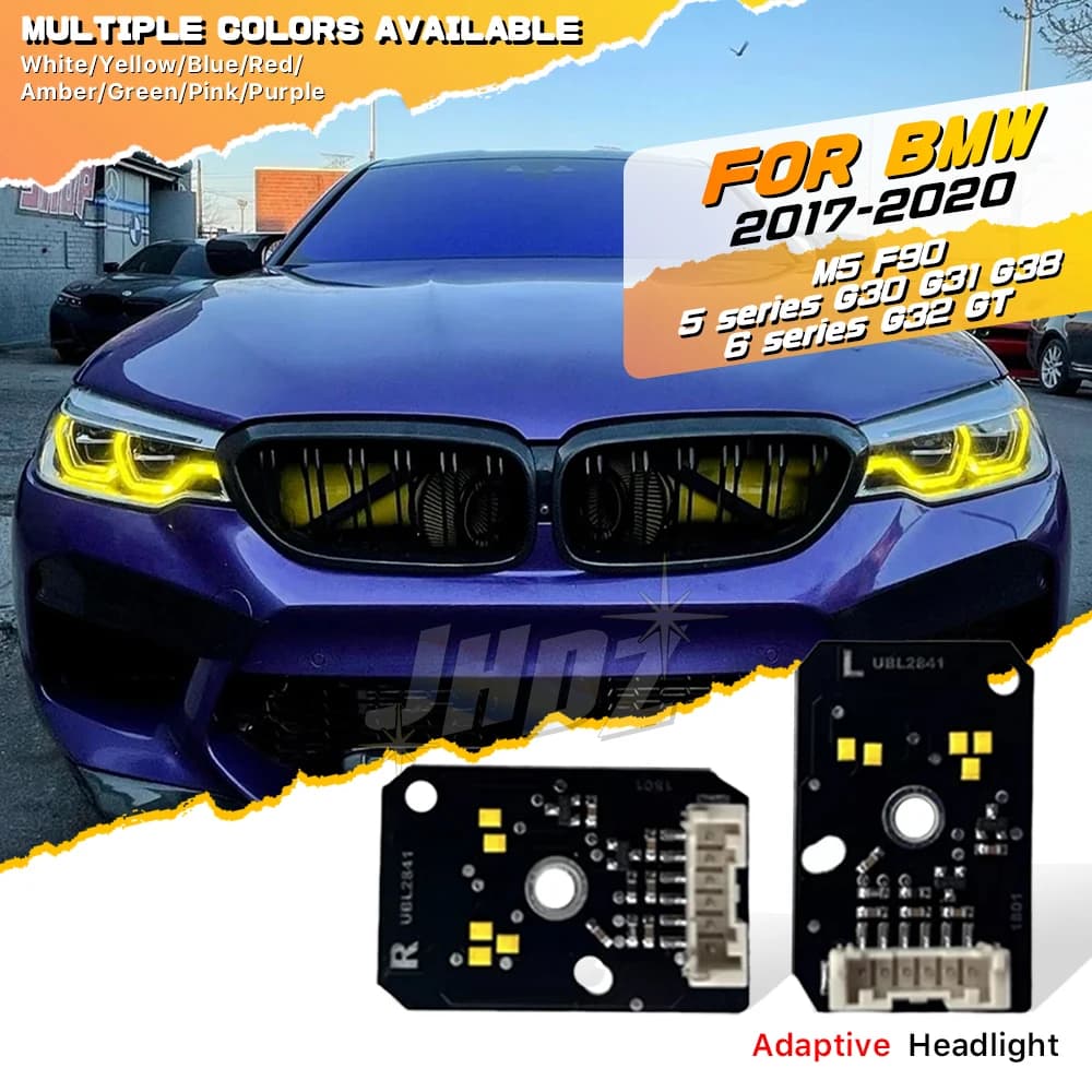 Set di schede DRL LED Angel Eyes giallo ambrato per BMW Serie 5 M5 F90 G30 G31 G38 G32 2017-2020 Faro LED adattivo 63117214939