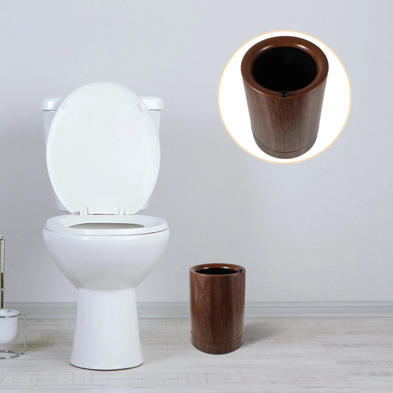 Cestino per Rifiuti in Plastica Effetto Legno 9L con Secchio Interno e Coperchio Scorrevole Senza Coperchio per Cucina, Camera da Letto, Ufficio