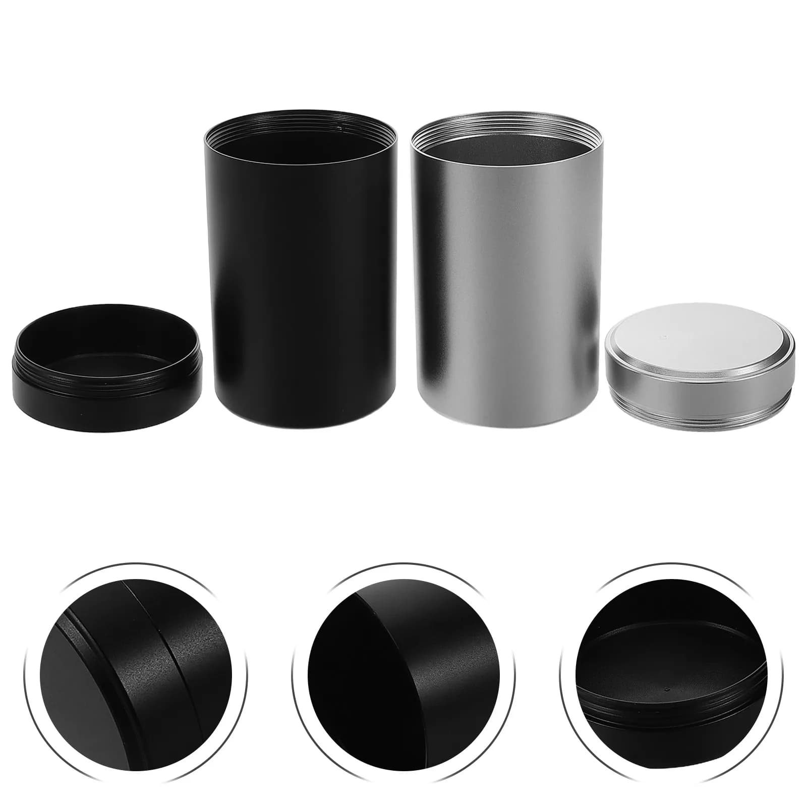 2Pcs Metal Jar Set Aluminum Alloy Portable Sealed Storage Containers for Travel Outdoor Tea Coffee Spice Food Bath Salt