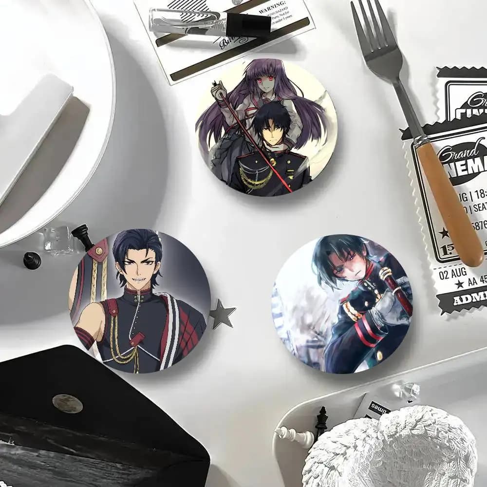 Spille smaltate rotonde in stile cartone animato Anime Guren Ichinose per decorazione zaino e accessori