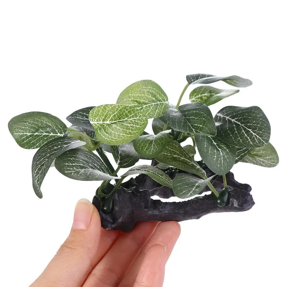 Piante Artificiali Creative in Seta Realistiche Verdi per Acquario, Ornamento per Tartarughe, Piante Finte per Vaso, Albero di Ficus