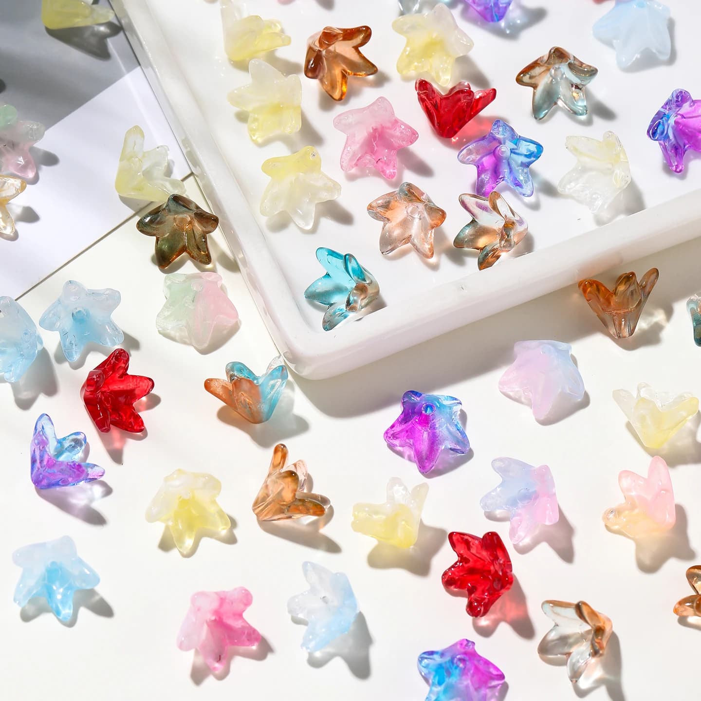 20pcs 9x13mm Colorful Trumpet Flower Glass Beads for Handmade DIY Earrings Necklace Craft Bracelet Jewelry Making Accessories