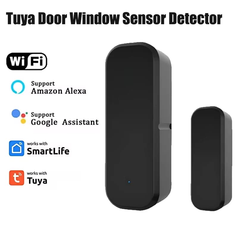 WiFi Tuya Sensore per porte e finestre Sistema di allarme di sicurezza domestica intelligente Rilevatore di porte aperte/chiuse Funziona con l'APP Alexa Google Smart Life