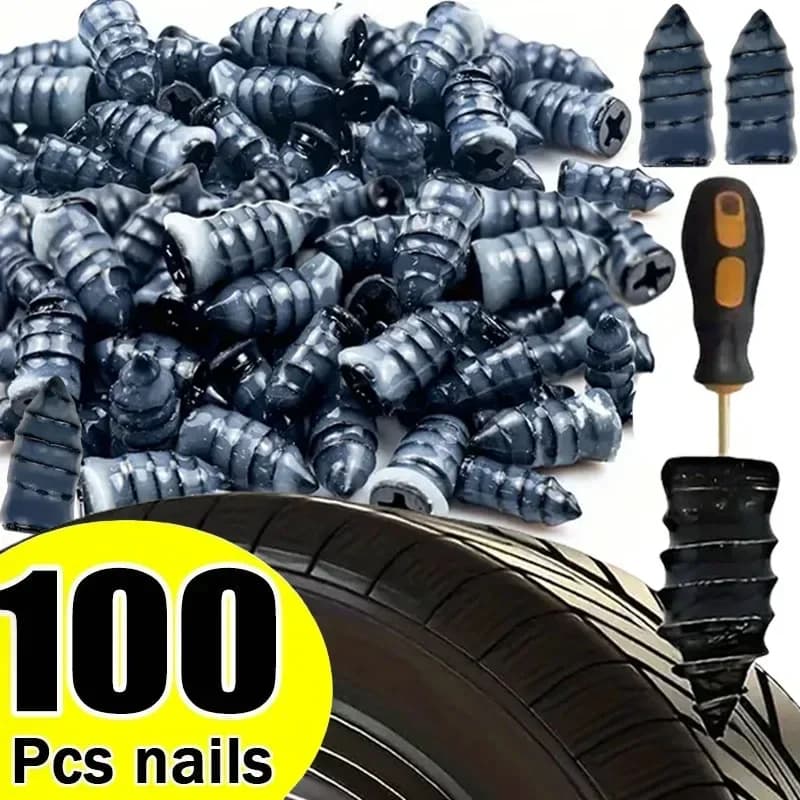 Set Universale di Chiodi per Riparazione Pneumatici Auto e Moto, 10-100 Pezzi, Strumento per Riparazione Forature Biciclette