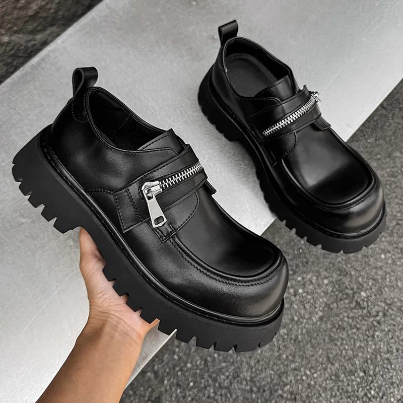 scarpe da uomo di grandi dimensioni moda hip hop rock scarpe con plateau slip-on scarpe in pelle originali mocassini firmati con punta grande calzature fresche ed eleganti