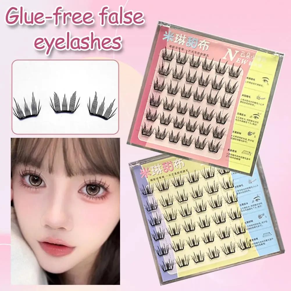 Fake Eyelashes for Girls Without Colla, 6 File Series in Pellicola Sottile, Natural Style Manga, Fotogenic, Segmentate