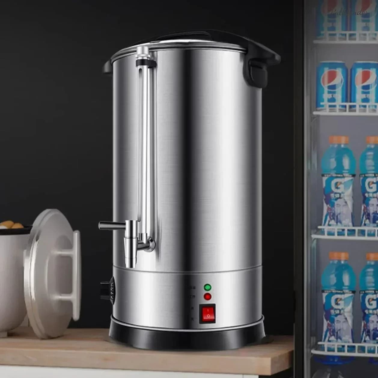 Commercial Electric Heating Water Bucket: Stainless Steel, Automatic for Milk Tea Shop.
