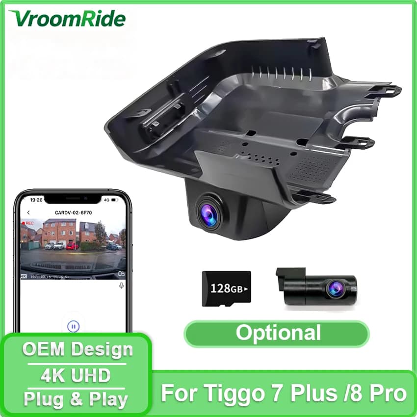 Registratore Video DVR per Auto 4K Plug and Play WiFi Personalizzabile per Ebro S700 PHEV 2025 e Chery Tiggo 8 Pro Tiggo 7 Plus Deluxe 2022-2026