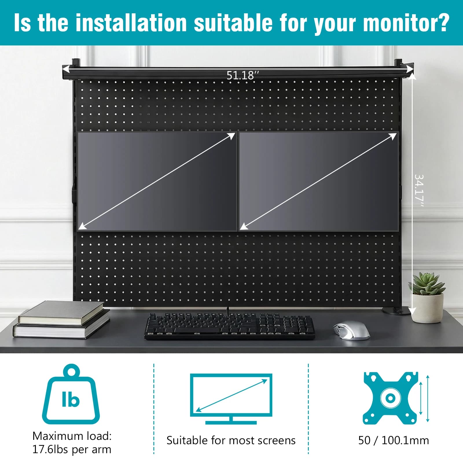 Steel perforated panel with Monitor supports, Computer accessories, Modular perforated panel 51 X 34 Office Supplies, Dormitory, Home Furniture