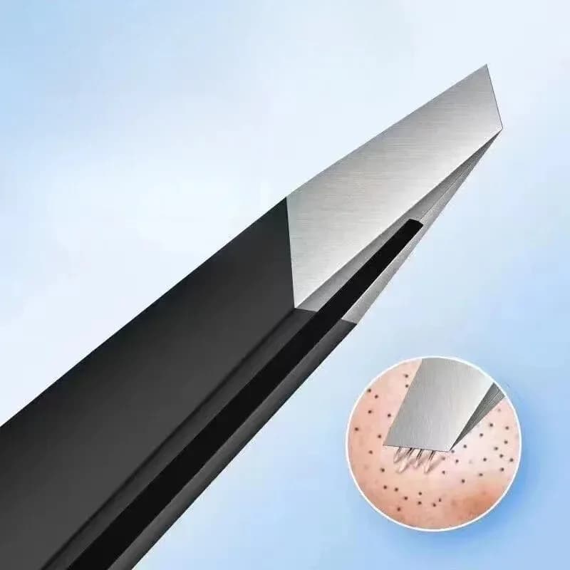 Black tweezers set, high precision stainless steel eyebrow tweezers for facial hair, internal growing hair and skewing removal kit