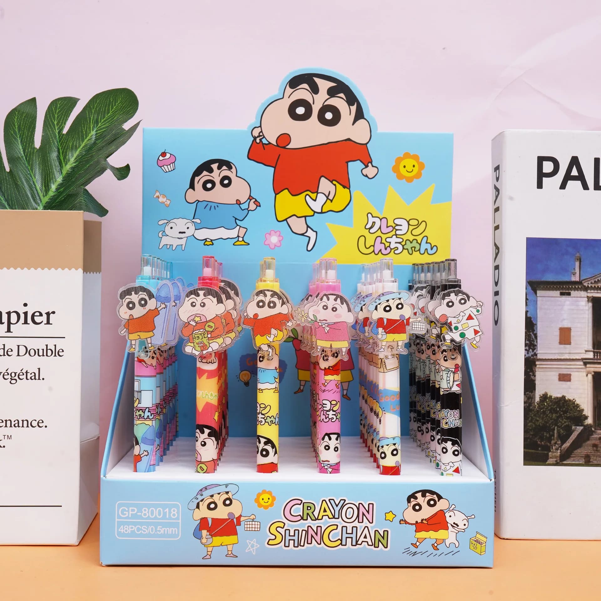 6Pcs/Lot Kawaii Crayon Shin-Chan Gel Pens Cartoon 0. 5Mm Black Ballpoint Pen Study Stationery Office Writing Tool Fans Gifts