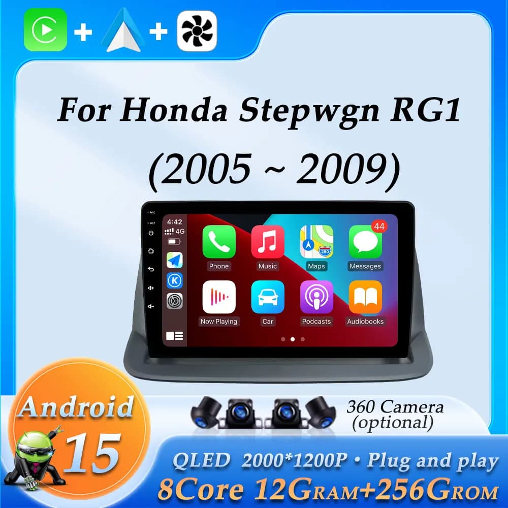 CarPlay wireless video player for Honda Stepwgn RG1 2005 - 2009 Bluetooth DSP Stereo GPS Navi WiFi 4G