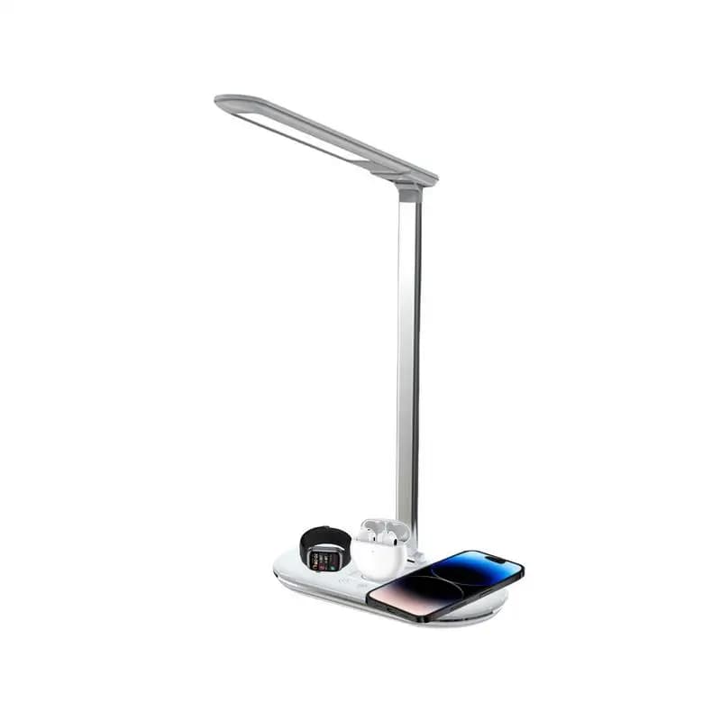 Lampada da lettura da tavolo Supporto di ricarica wireless Lampada da scrivania Illuminazione regolabile pieghevole Lampada da lettura per caricatore del telefono ricaricabile tramite USB