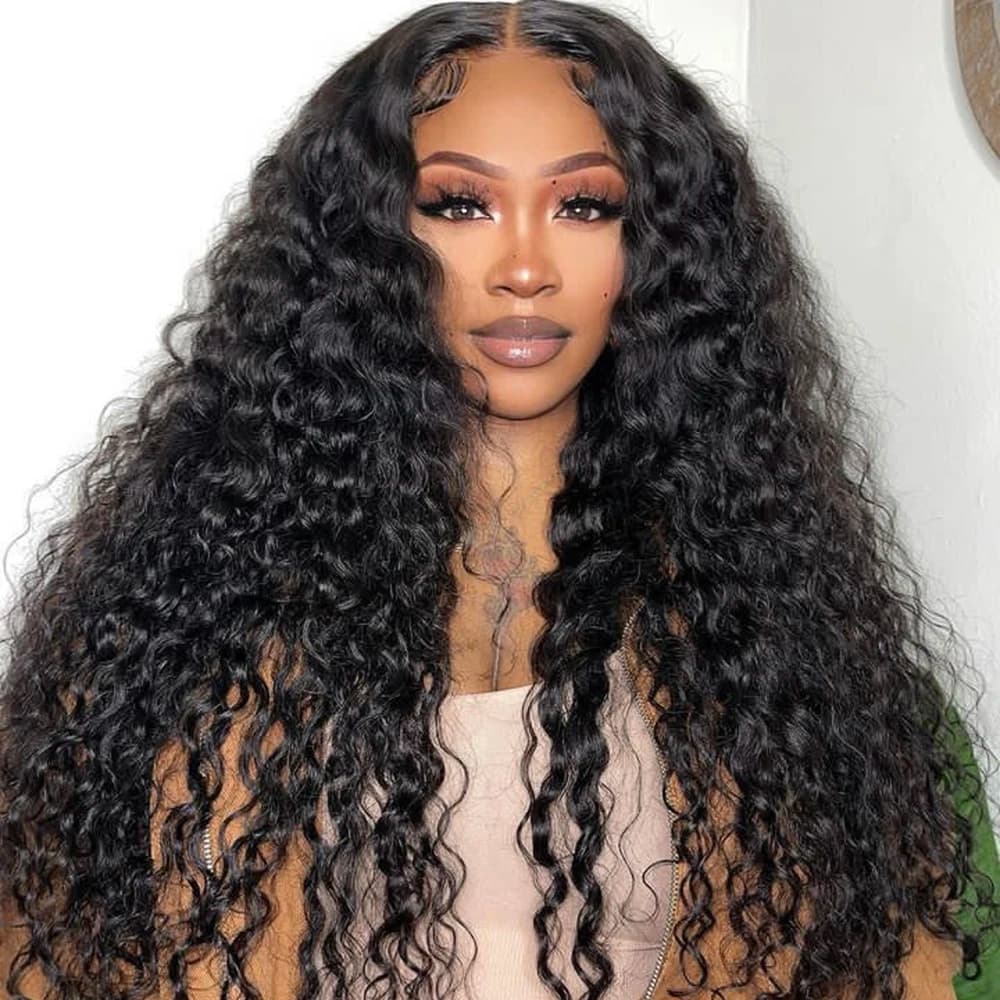 Glueless 46 Inch Extra Long Deep Wave Human Hair Wig 7x6 HD Lace Pre Plucked Natural Color No Glue Needed Soft Thick Real Human Hair Natural Appearance Wigs For Women