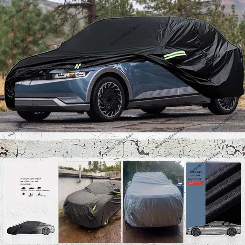 Per Hyundai Ioniq 5 Copertura per auto Impermeabile Protezione solare per tutte le stagioni Copertura esterna completa 190T con strisce riflettenti