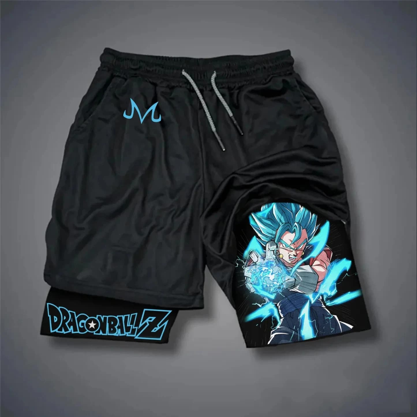 Pantaloncini da uomo Dragon Ball Vegeta Ultra Blue stampati, a doppio strato, ad asciugatura rapida, per fitness e corsa, in cotone, modello estivo 2026