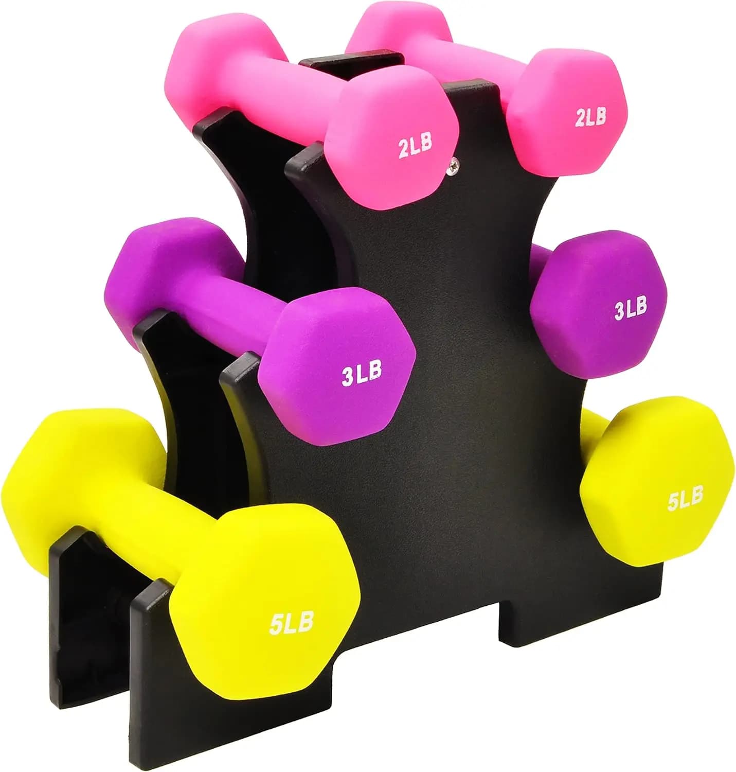 Set di 6 Manubri in Neoprene con Supporto: Pesi da 2/3/5 libbre per Allenamenti a Casa