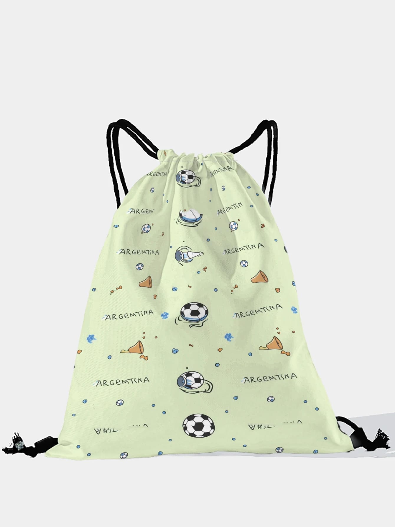 Zaino con coulisse con stampa calcistica, borsa sportiva leggera per palestra, yoga, viaggi, scuola, shopping e pendolarismo quotidiano