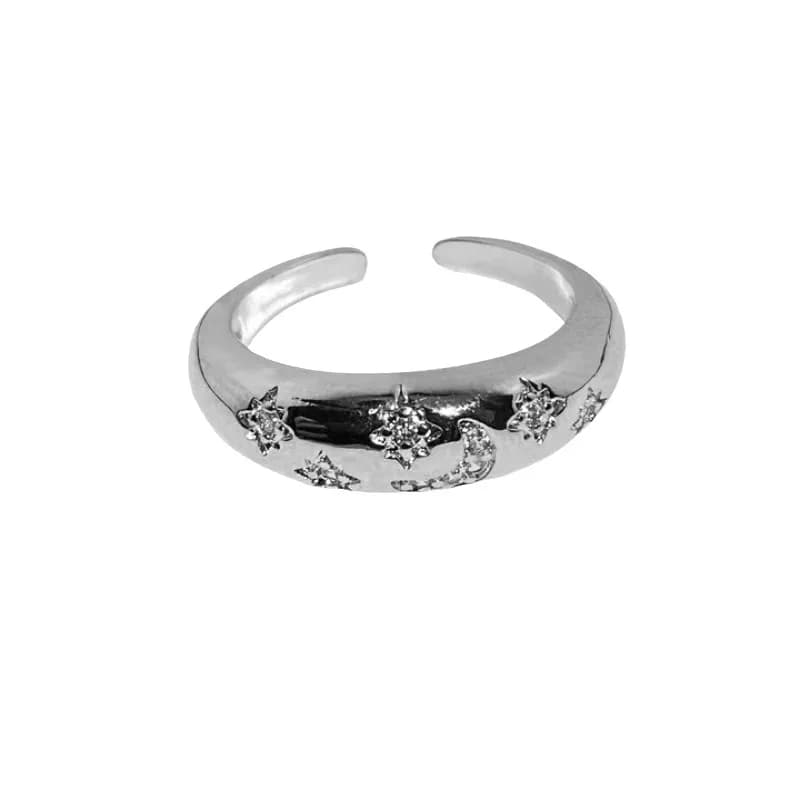 Fashionable Exquisite and Cold Style Silver Rhinestone Cross Rings Niche Design Jewelry for Women 2026 Adjustable Opening Ring