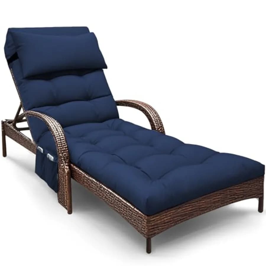 Cuscino per Chaise Longue da Esterno Impermeabile, Cuscini per Sedie da Giardino per Arredamento da Esterno 71 x 21 x 4 Pollici, Ricambio per Chaise Longue