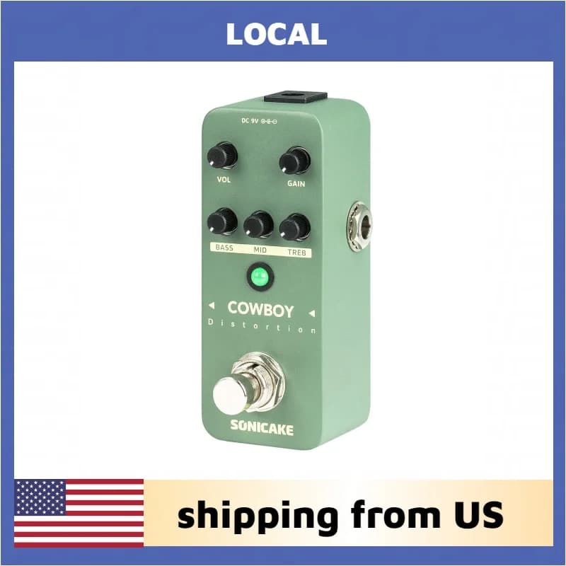 SONICAKE Local Cowboy Distortion Pedale per Effetti Chitarra ad Alto Guadagno con Modalità LED Lampeggiante e Distorsione Normale, Spedizione dagli USA