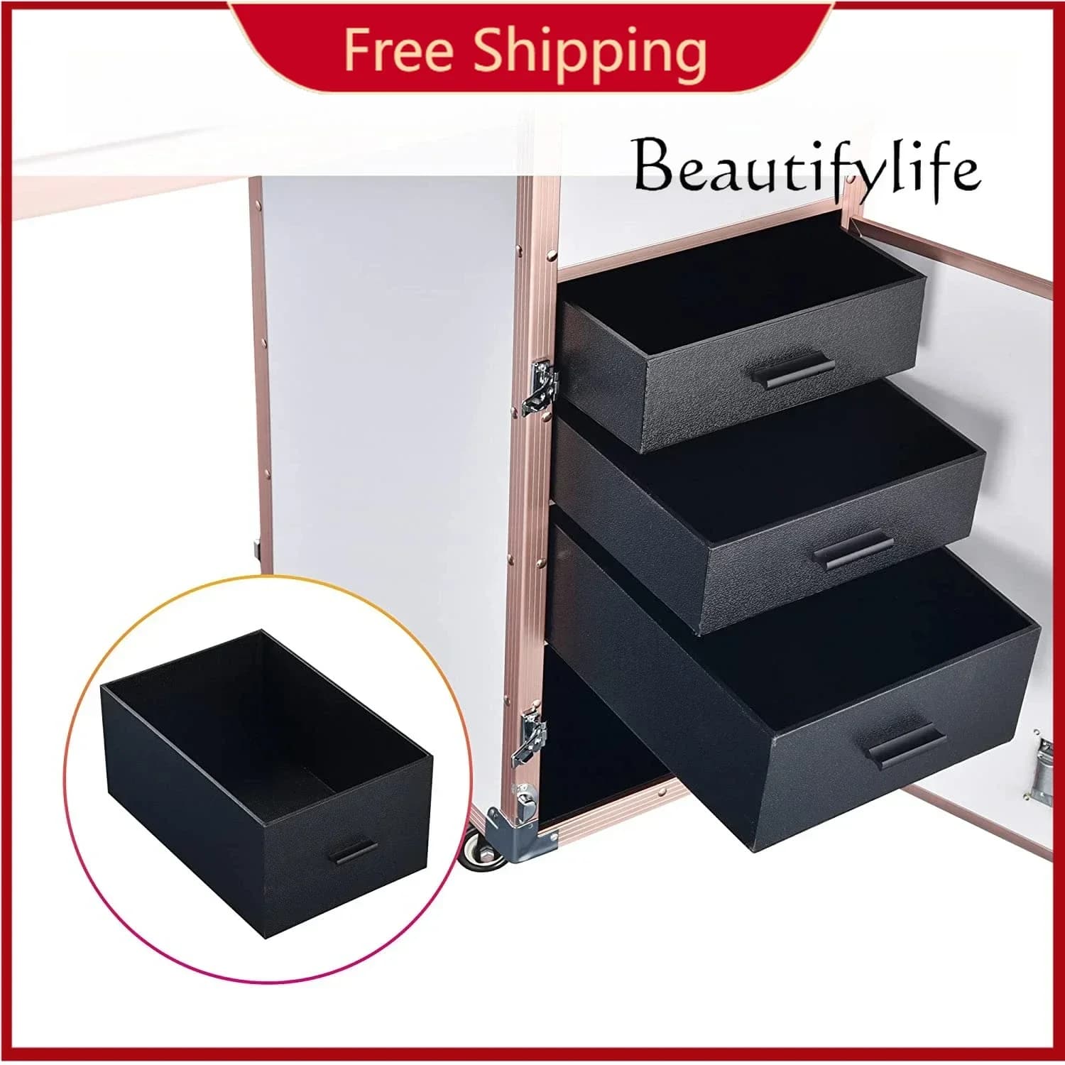 N49 X Scatola organizer per cosmetici con tavolo per unghie portatile per manicure su ruote con cassetto Stazione da scrivania bianca professionale