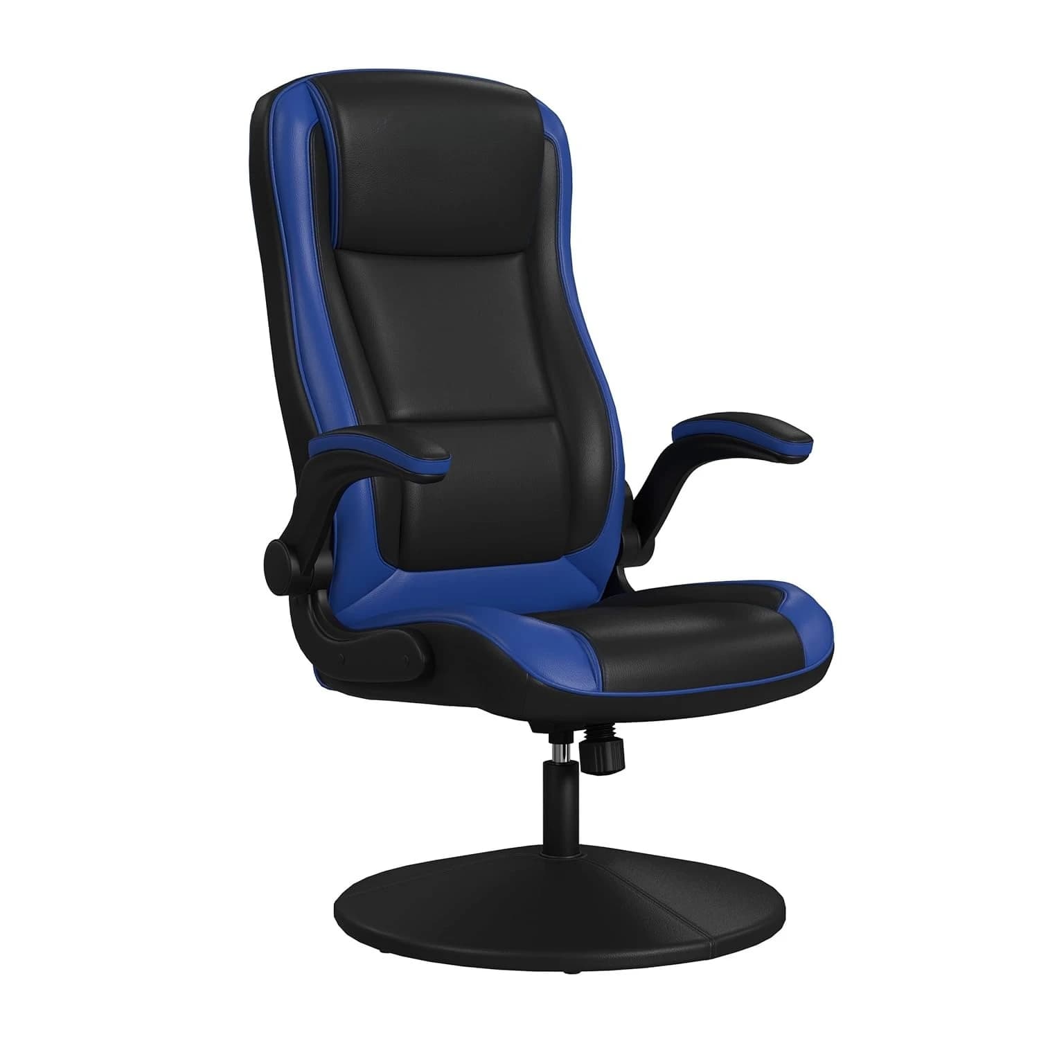Sedia da Gaming Ergonomica Girevole e Oscillante con Supporto Lombare, Braccioli Ribaltabili, Schienale Alto, Base a Piedistallo, Seduta da Pavimento per Console, Blu Personalizzabile