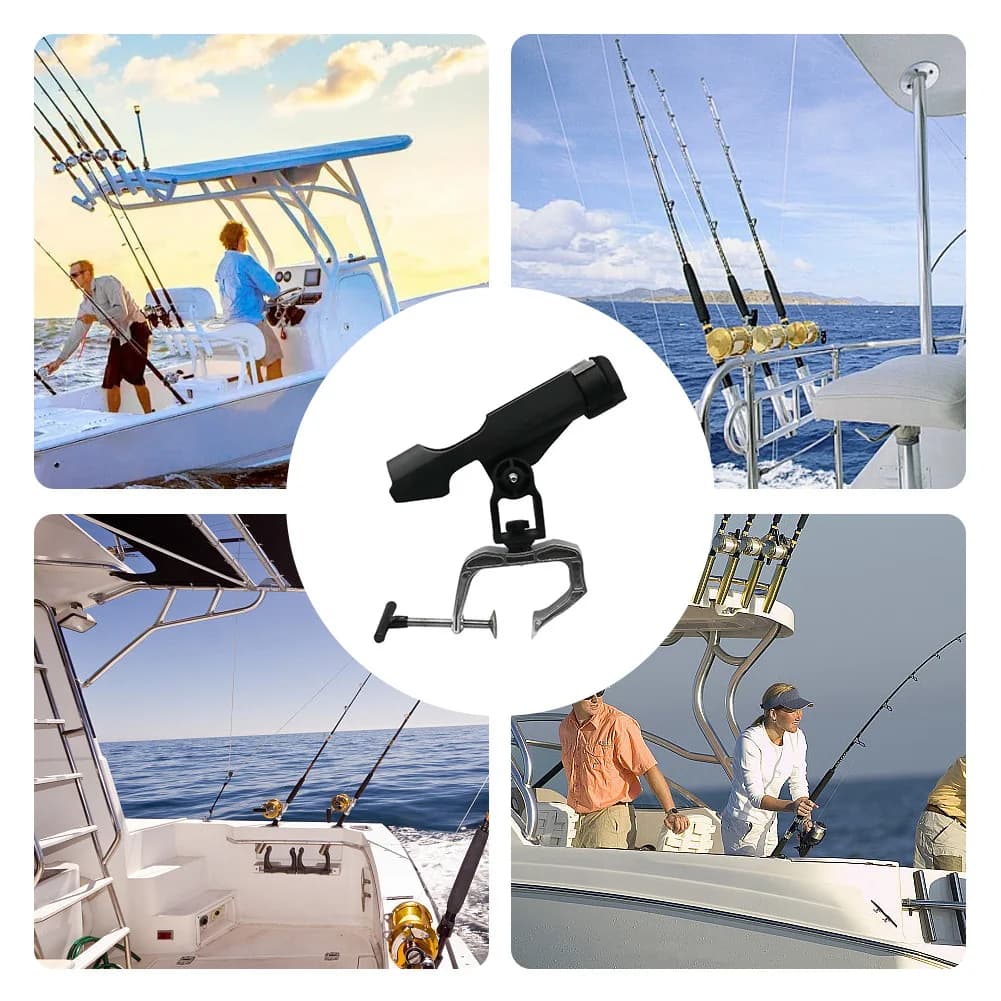 Supporto per canna da pesca Supporto per canna da pesca regolabile a 360 gradi con staffa per canna di apertura a morsetto grande per accessori per yacht per barche