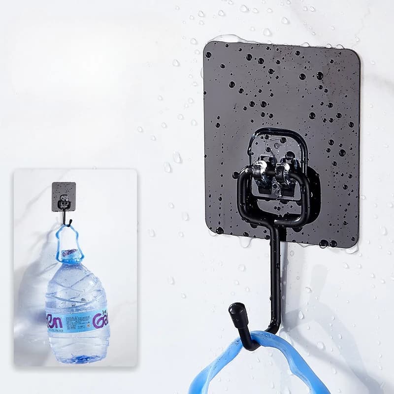 Strong Sticky Self Adhesive Hooks Simple Non-Punching No Trace Wall Hook Kitchen Bathroom Towel Bag Hanging Holder Transparent